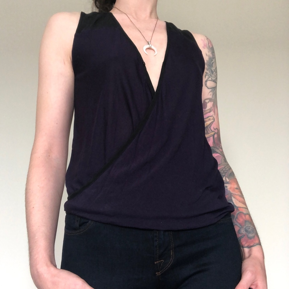 Faux Wrap Sleeveless Blouse Silk luxx tank